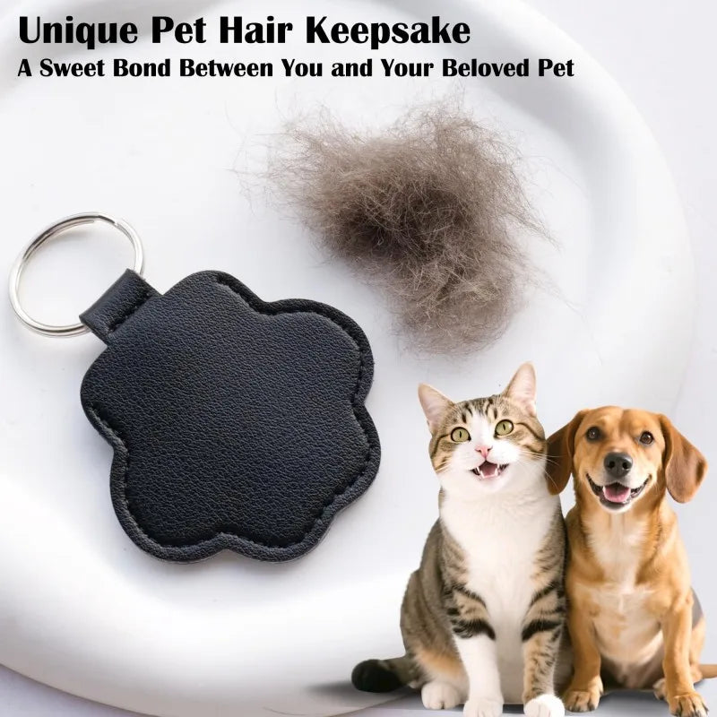 Pet Memorial Hair Storage Keychain – Leather Paw Keepsake Gift