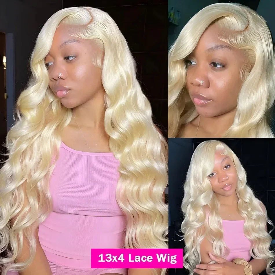 613 13x6 Lace Front Wig Human Hair Body Wave Blonde Frontal Wigs Women 230 Density Natural Hairline