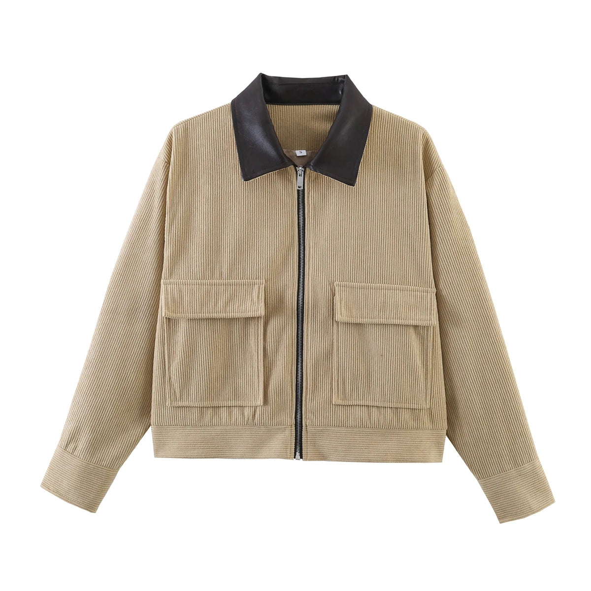 Women's Casual Corduroy Zip-Up Jacket with Pockets