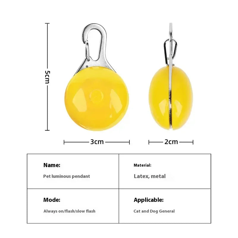 LED Glowing Pet Collar Pendant – Night Safety Light for Dogs & Cats