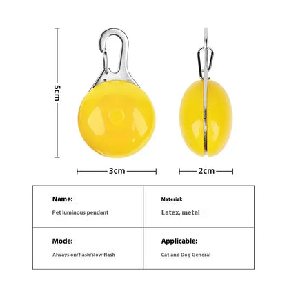 LED Glowing Pet Collar Pendant – Night Safety Light for Dogs & Cats