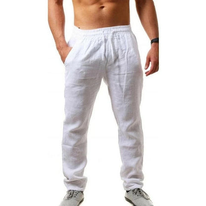 Men's Linen Wide-Leg Pants – Casual Drawstring Trousers