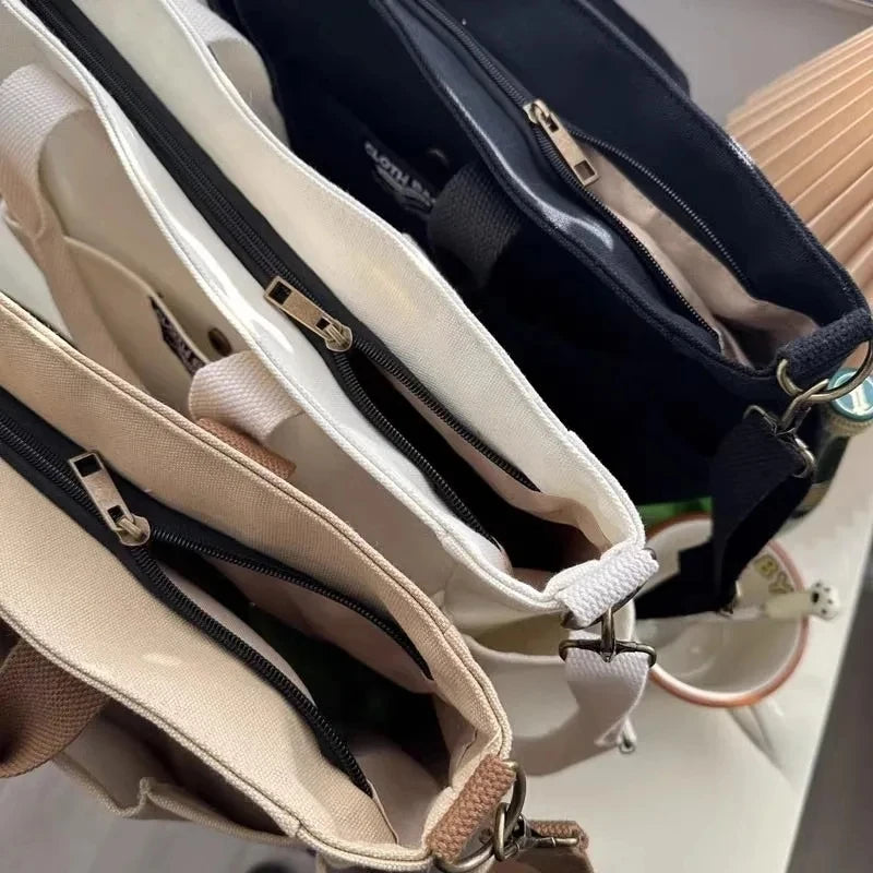 Large Capacity Canvas Tote Bag – Minimalist Shoulder & Crossbody Bag for Women