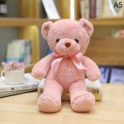 Colorful Teddy Bear Plush Toy with Bow – Soft Stuffed Animal Gift