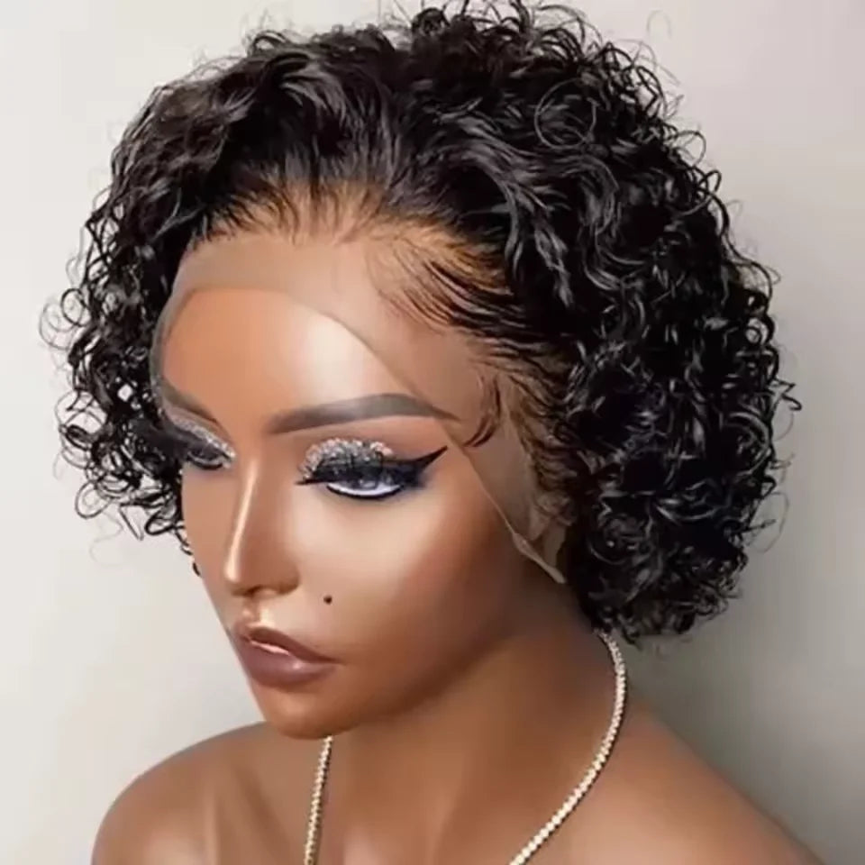 13x1 Lace Front Pixie Cut Wig – Short Curly Human Hair Bob
