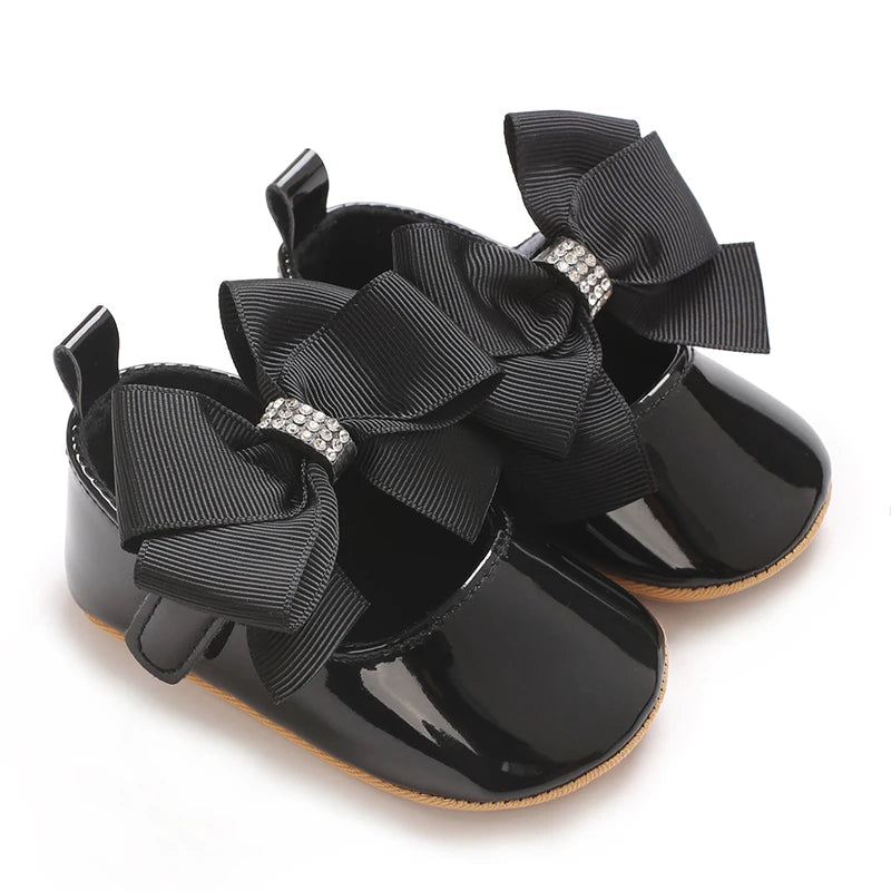 Baby Girl Bow Shoes – Soft Sole Princess Flats