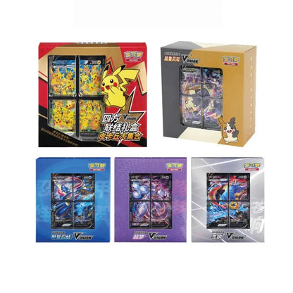Stock Genuine 100 Original Pokemon Ptcg Card Quartet Coupling V-Union Gift Boxes Pikachu Big Gather