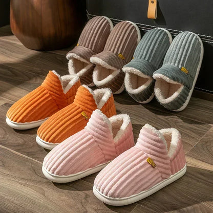 Fur Slippers Women Men Winter Warm Plush Indoor Slides