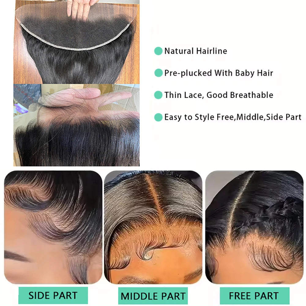 Straight Human Hair Lace Closure & Frontal - Remy Hair