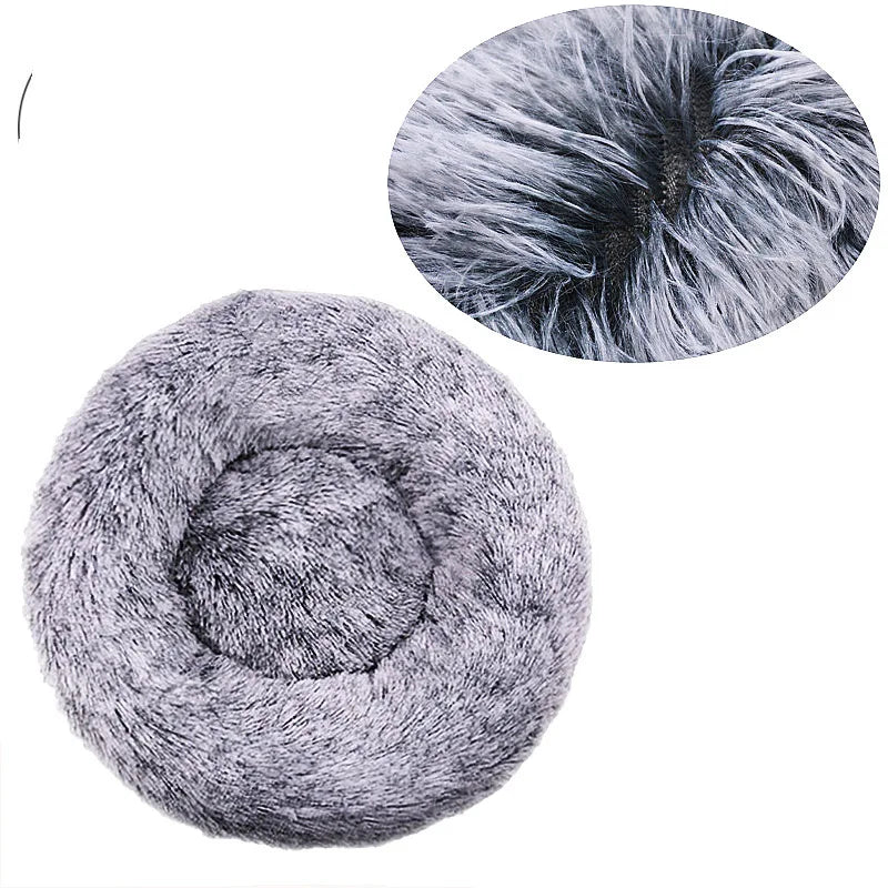 Round Plush Pet Bed – Super Soft Donut Bed for Dogs & Cats