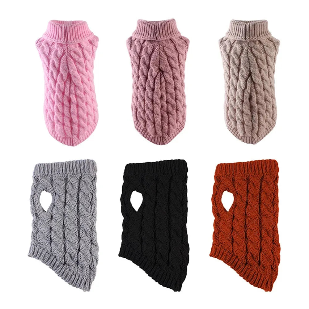 Cable Knit Dog Sweater – Warm Winter Turtleneck for Small Dogs