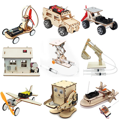 DIY STEM Wood Model Kit for Kids – 3D Assembly Science Toy (Car, Boat, Plane & More)