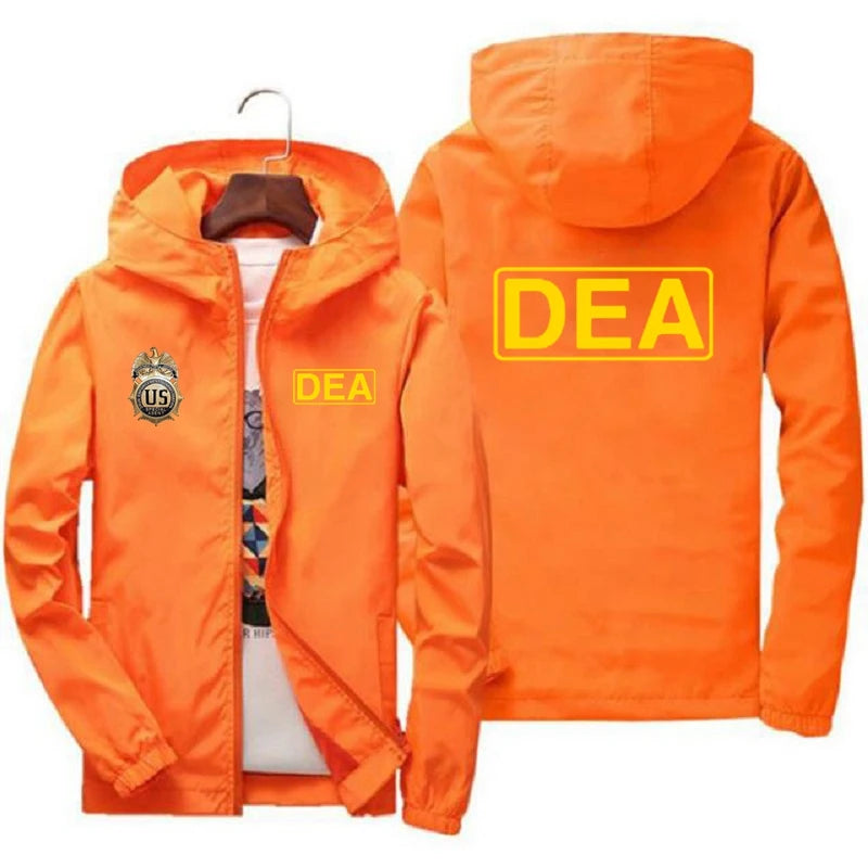 DEA Graphic Hooded Jacket – Men's Streetwear Zip-Up Windbreaker