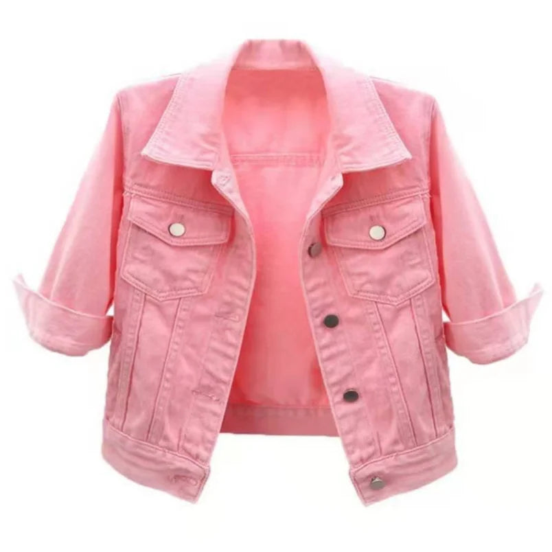 Women's Short Denim Jacket – Casual Loose Jean Coat
