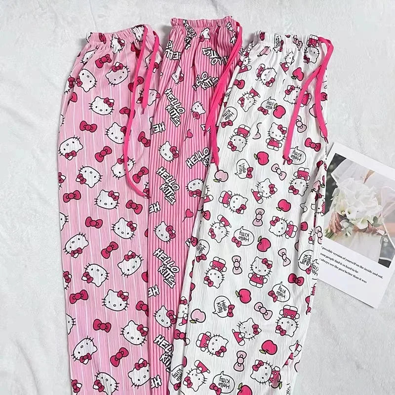 Hello Kitty Pajama Pants – Anime Cartoon Sanrio Sleepwear Trousers