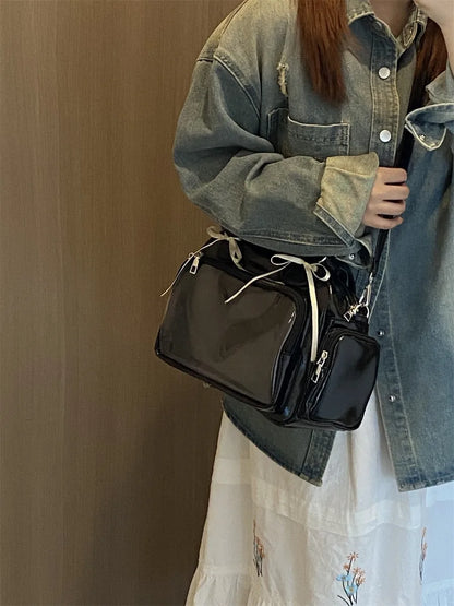 Cute Bow Bowling Bag Versatile Women's Shoulder Bag