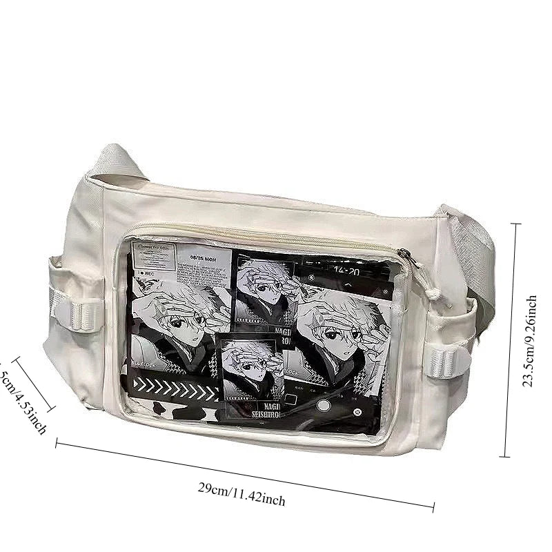 Anime Crossbody Bag with Transparent Postcard Display Window