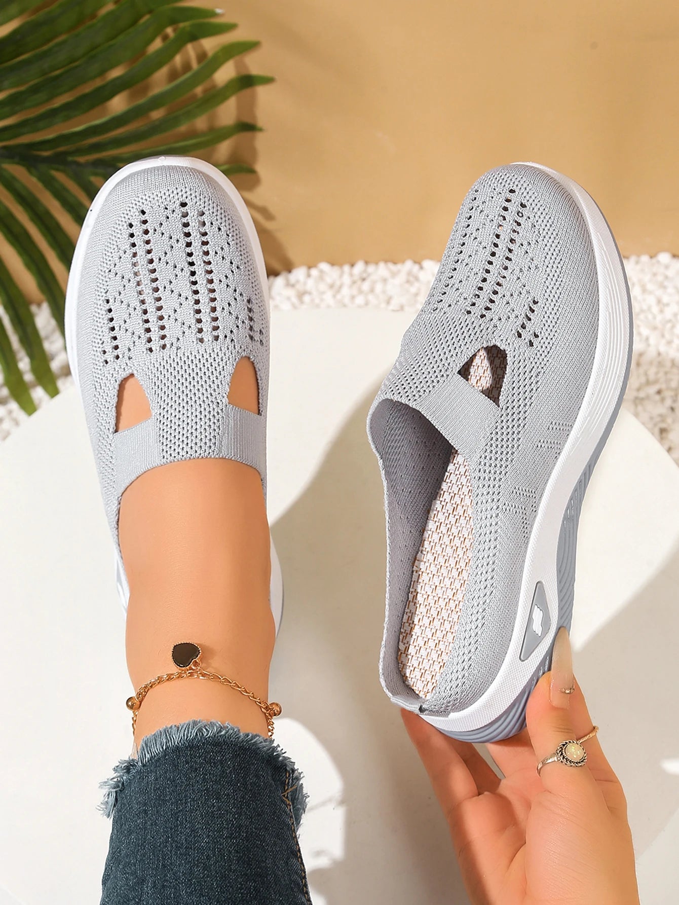 Women S Indoor Home Half Slippers Breathable Vent Design Slip Summer Casual Footwear