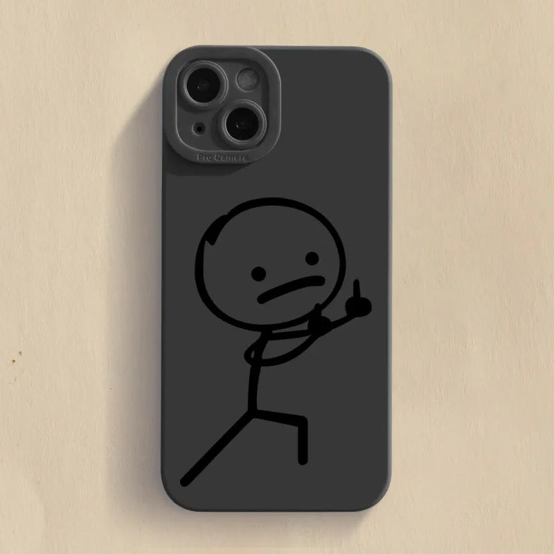 Cute Cartoon Matchman Matte Silicone Phone Case Iphone 16 11 12 13 14 15 17 Pro Max Xr Xs X 7 8 Plus