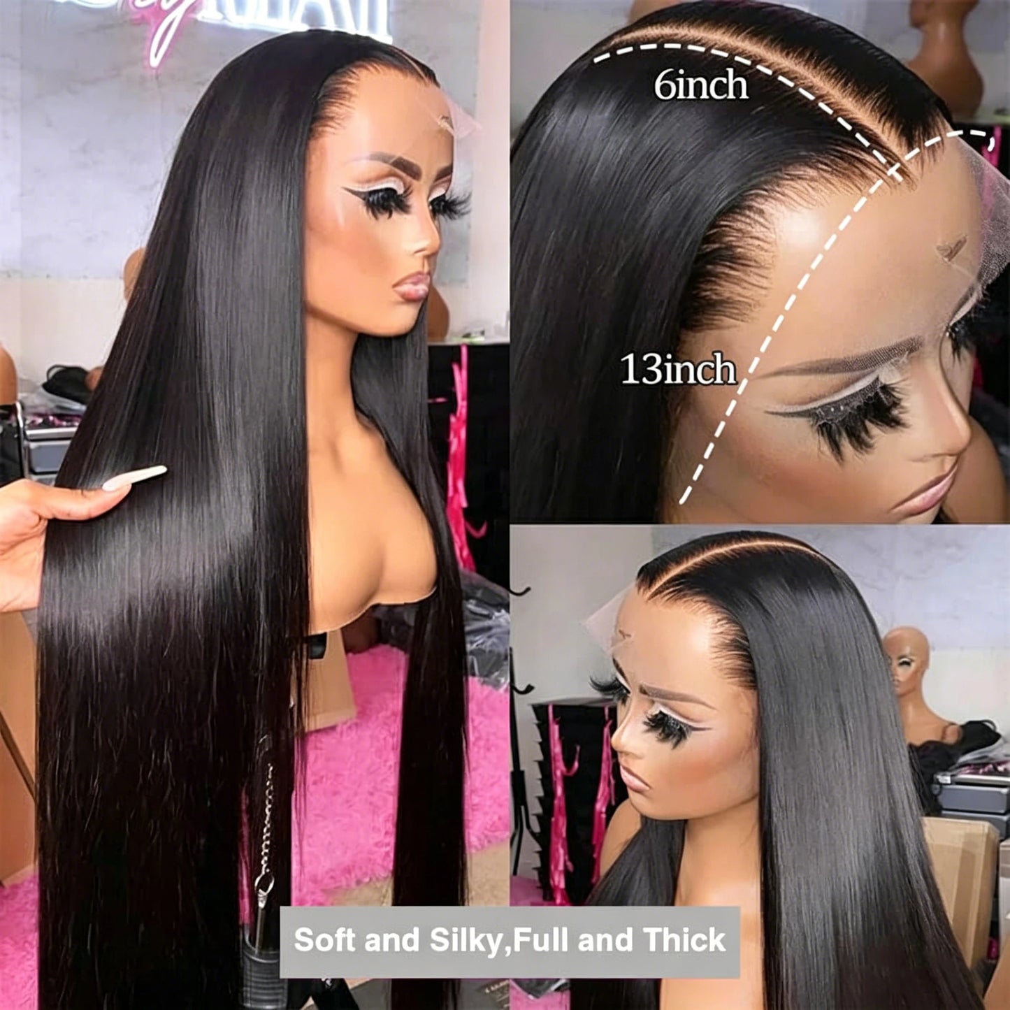 HD Lace Front Straight Human Hair Wig – 13x4 13x6 5x5 Glueless, 16–42 Inch