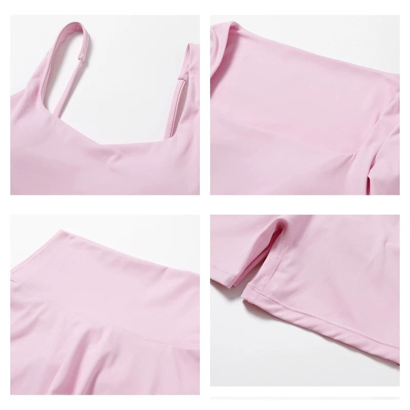 Women's 2-Piece Yoga Set – Long Sleeve Crop Top & Shorts