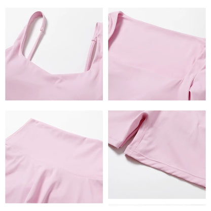 Women's 2-Piece Yoga Set – Long Sleeve Crop Top & Shorts