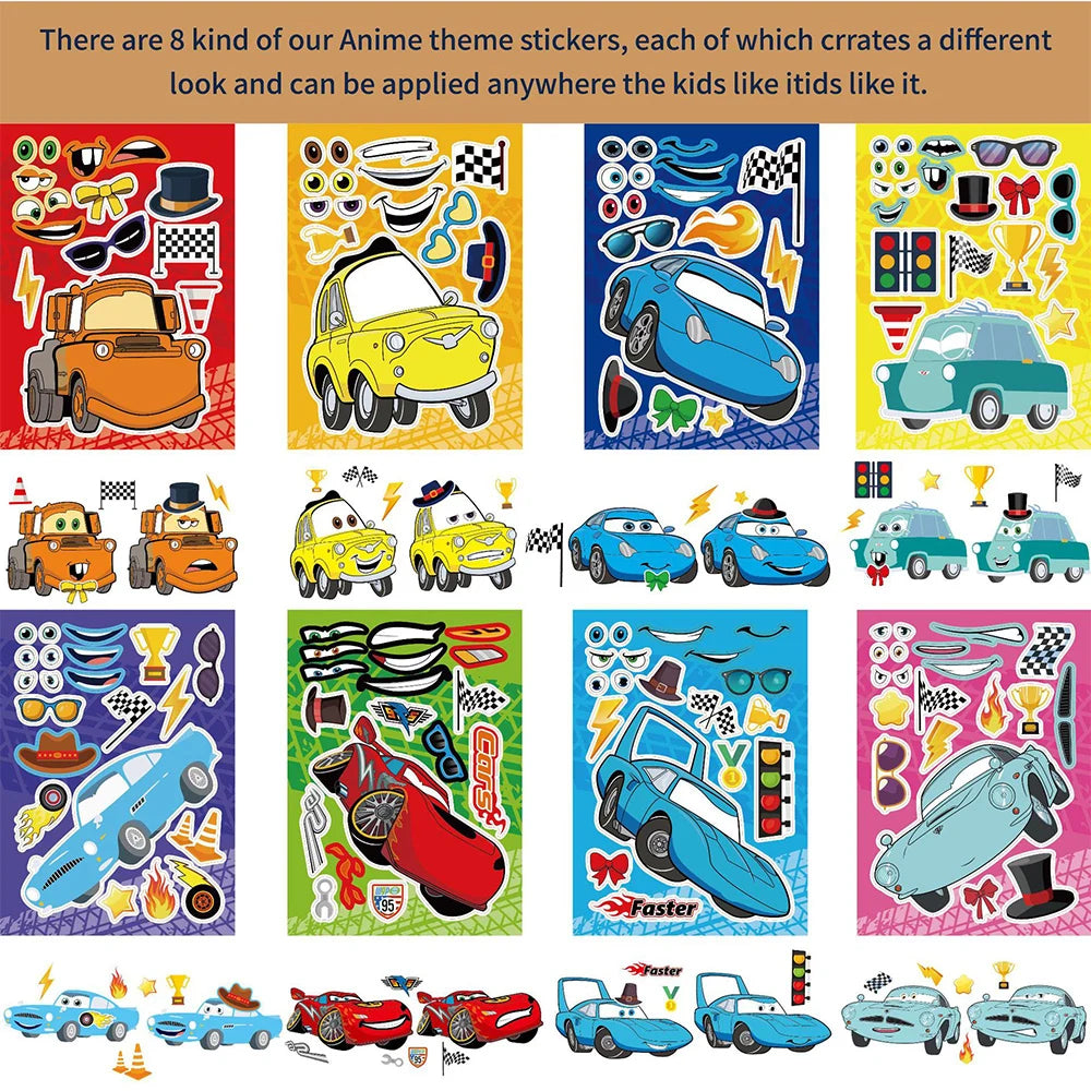 Disney Cars Make-a-Face DIY Sticker Sheets – 8 or 16 Pack