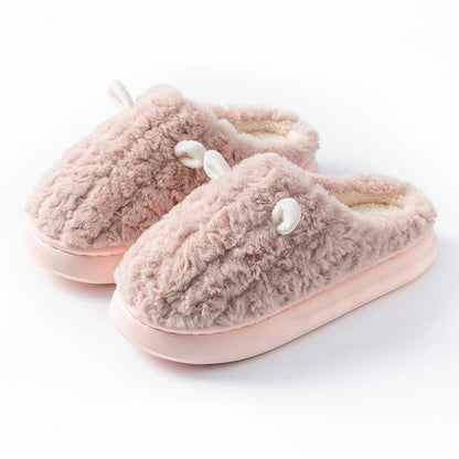 Women S Winter Warm Cute Cartoon Slippers Closed Toe Non Slip Furry House Shoes Men Indoor Bedroom