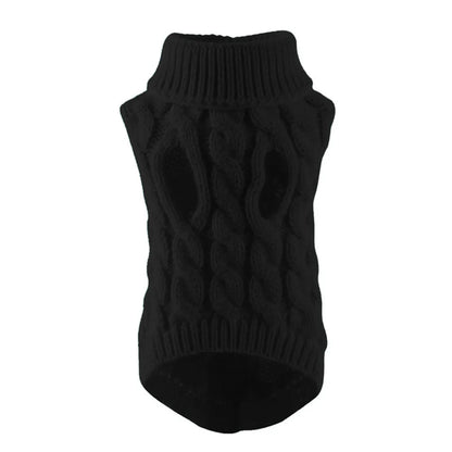 Cable Knit Dog Sweater – Warm Winter Turtleneck for Small Dogs