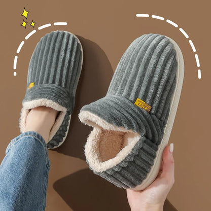 Fur Slippers Women Men Winter Warm Plush Indoor Slides