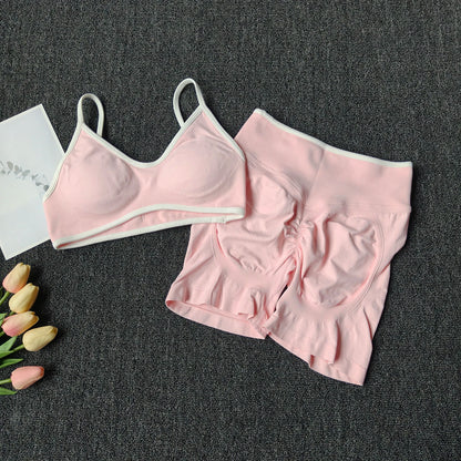 Seamless Yoga Set Women 2-Piece Sports Bra & Booty Shorts