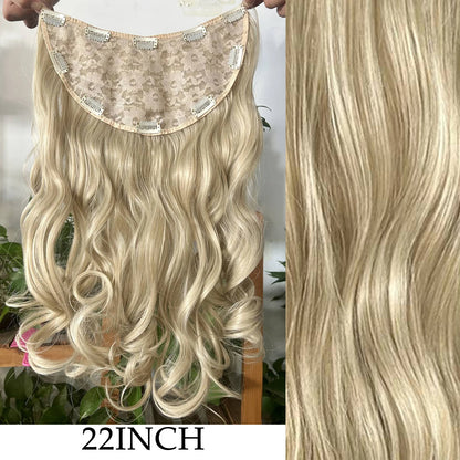 Clip-In Hair Extensions 7pcs 16 Clips Wavy Synthetic 24 Inch