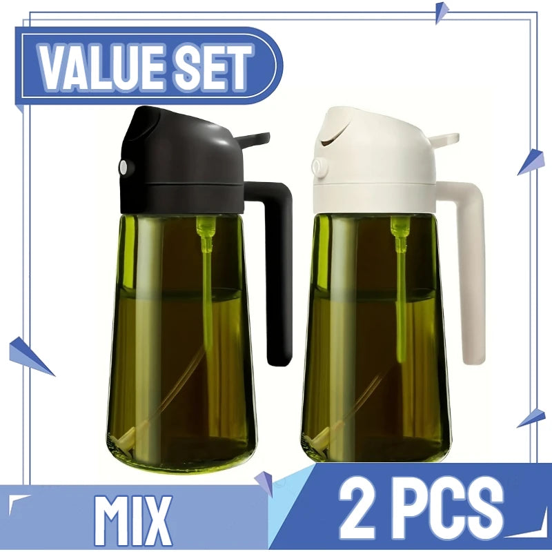 2-in-1 Oil Spray & Pour Bottle with Auto Lid – 500ml