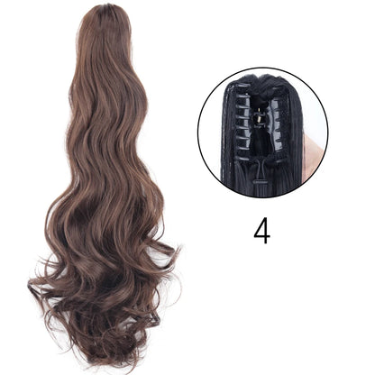 Synthetic Long Straight Claw Clip Ponytail Hair Extensions 24inch Heat Resistant Pony Tail Piece