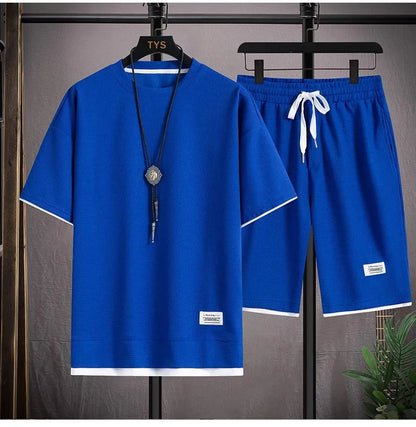 Men's Waffle Texture T-Shirt & Shorts Set