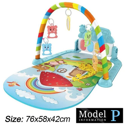Baby Fitness Stand Music Play Gym Activity Toys Newborn Piano Crawling Blanket Pedal Game Pad Early