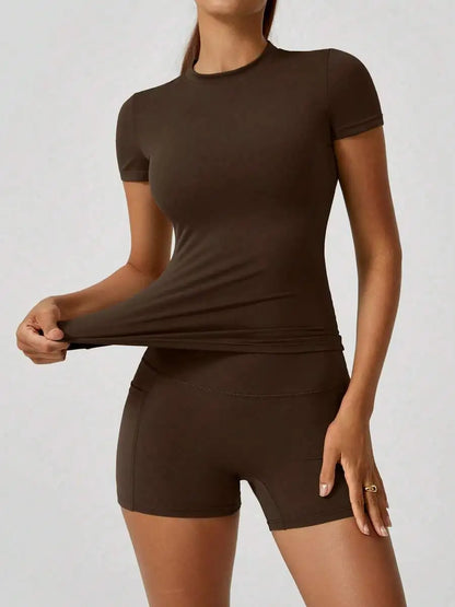 Women's Crop Top & Shorts Workout Set – Tummy Control