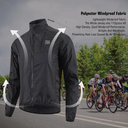 Men's Windproof Cycling Jacket – Ultralight Long Sleeve Bike Jersey