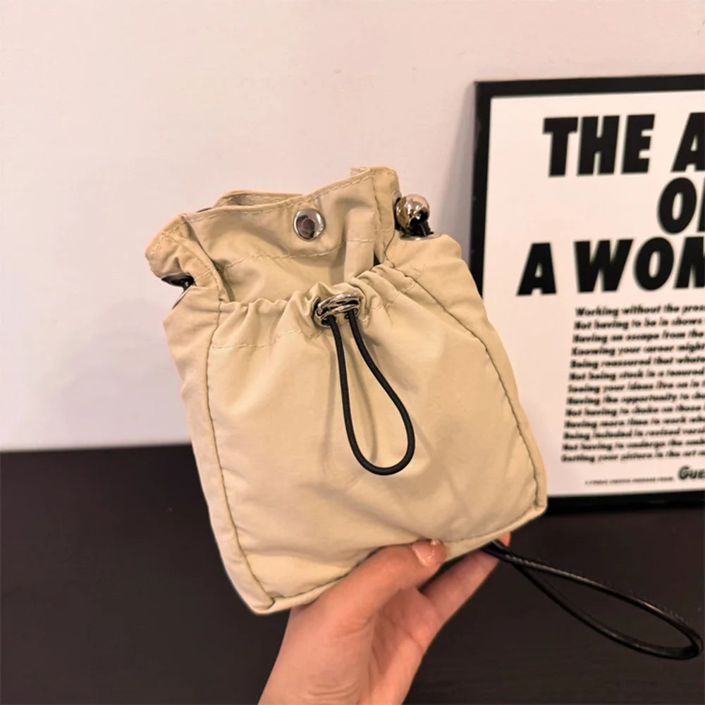 Mini Nylon Crossbody Bag – Drawstring Phone Wallet & Shoulder Purse