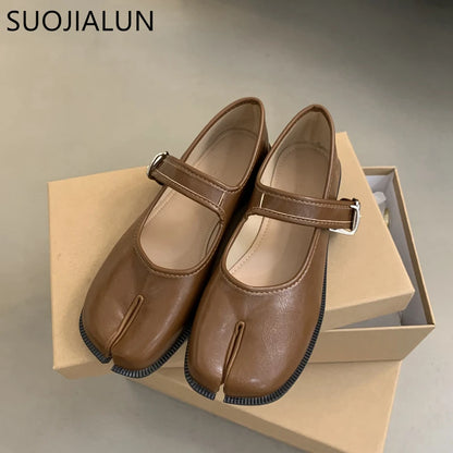 Split Toe Mary Jane Flats – Women's Soft Leather Tabi Shoes