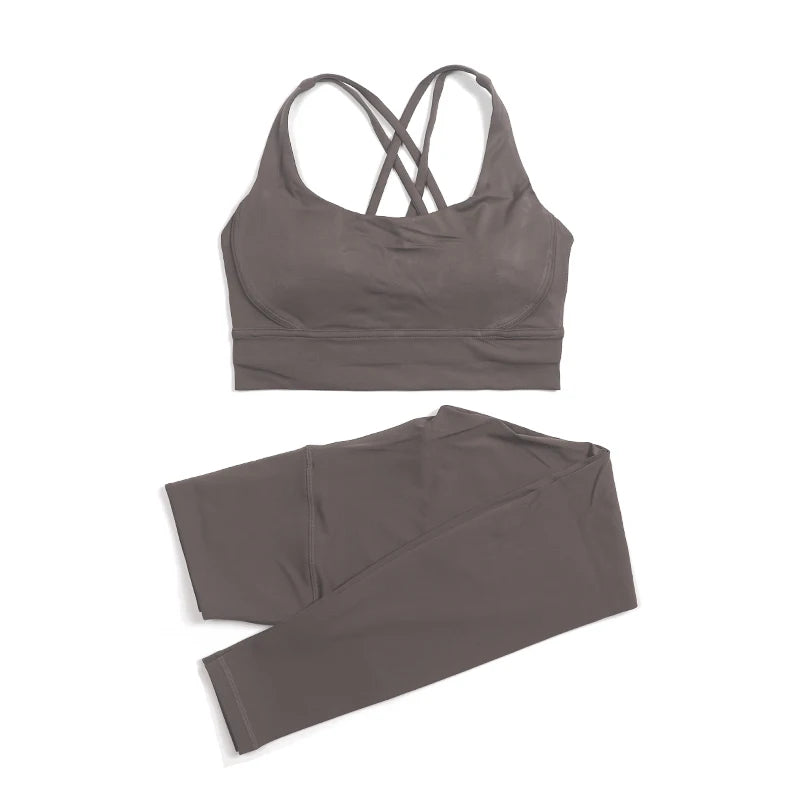 Women's Nylon Yoga Set – Sports Bra & Leggings 2-Piece