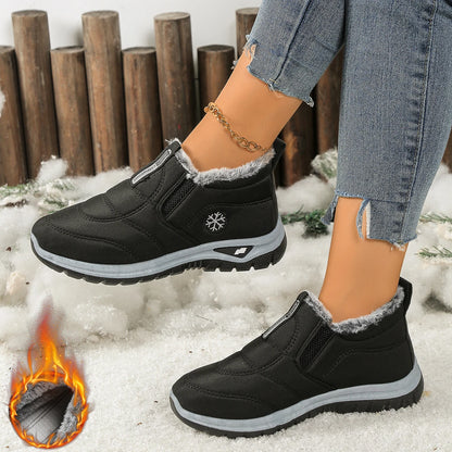 Women's Fleece-Lined Winter Snow Boots Slip-On Warm Casual Shoes