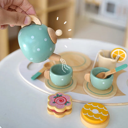 Wooden Tea Set Toy – Pretend Play Kitchen for Toddlers