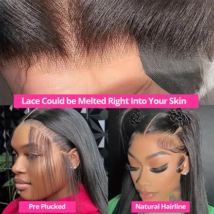 HD Lace Front Wig Human Hair 200% 250% Density Brazilian Straight