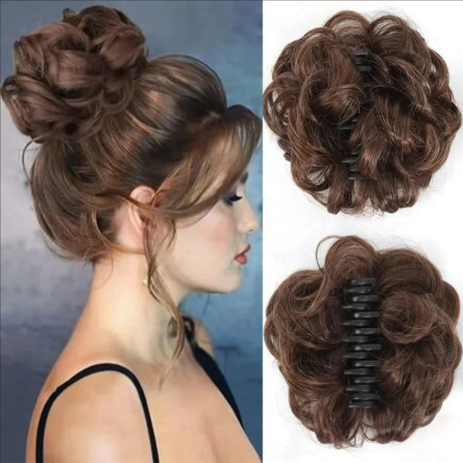 Claw Clip Messy Bun Hair Piece Curly Wavy Synthetic Updo