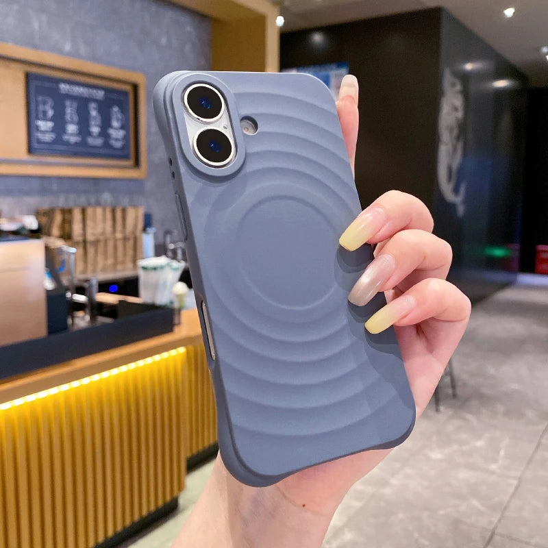 Water Ripple Silicone Magsafe Wireless Charge Magnetic Phone Case Iphone 17 Pro Max 15 14 13 16 Soft