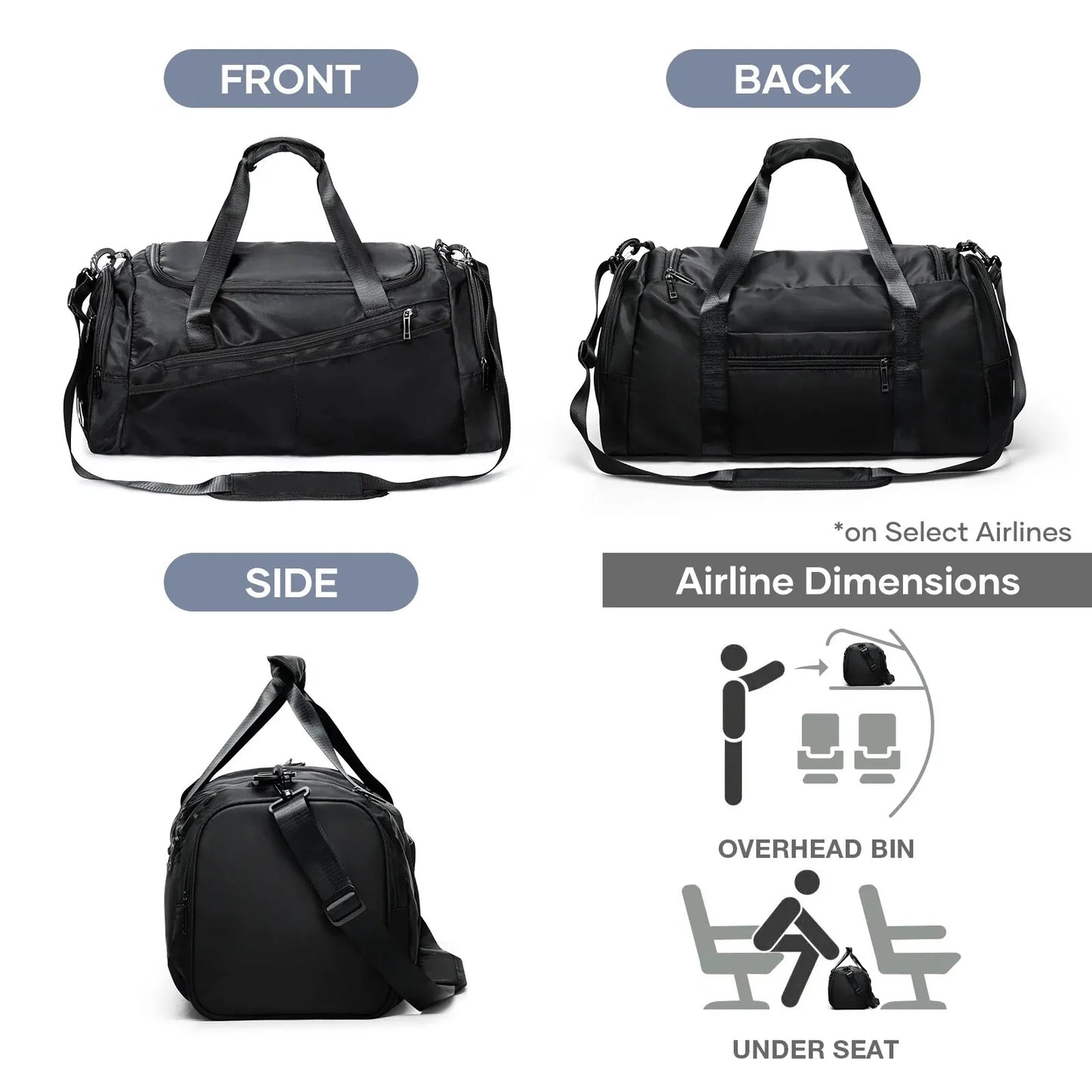 40L Gym Duffel Bag with Shoe Compartment – Foldable Travel Bag for Men & Women