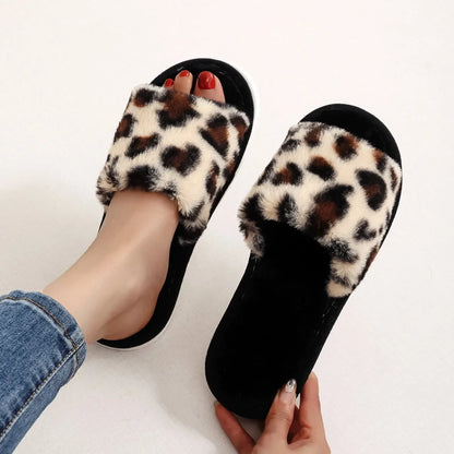 Four Seasons Women S Home Slippers Slides Sandals Shoes White Fur Warm Plush Comfortable Lightweight