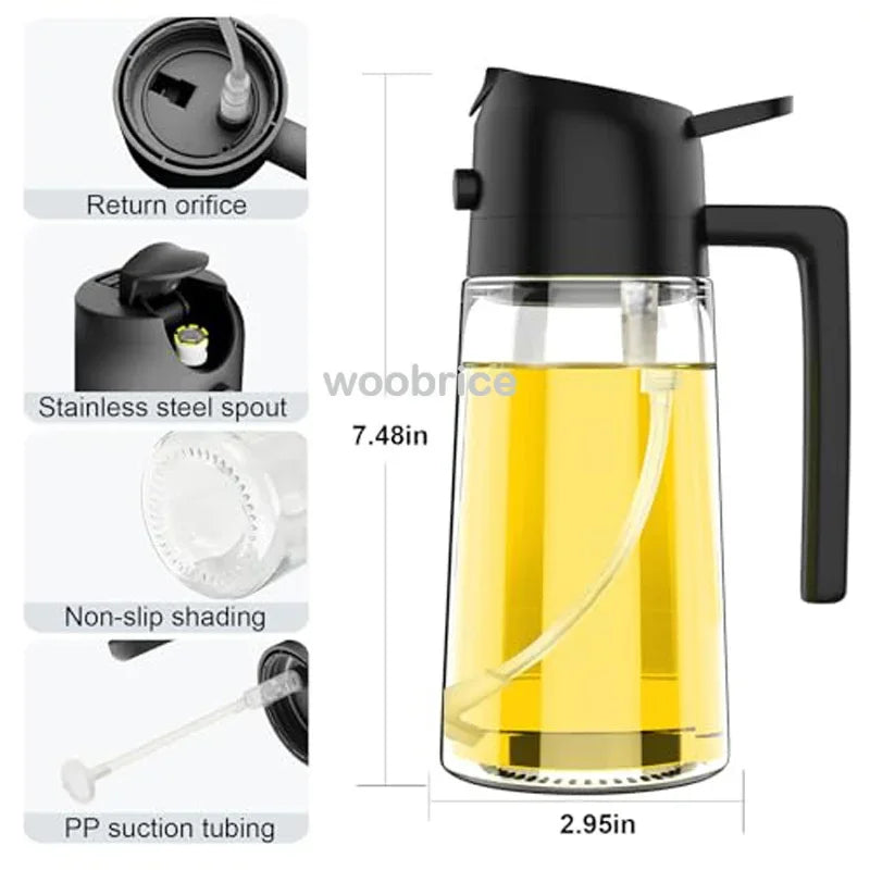 2-in-1 Oil Spray & Pour Bottle with Auto Lid – 500ml