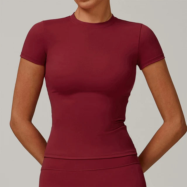 Women's Slim Fit Sports T-Shirt Short Sleeve Yoga Gym Top